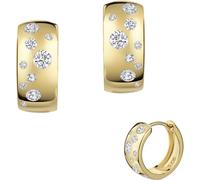 Paar Creolen FIRETTI "Schmuck Geschenk Silber 925 Ohrschmuck Ohrringe Sternenhimmel", gold (gelbgoldfarben, kristallweiß, kristallweiß), Ohrringe, Damen, 13mm, Silber 925 (Sterlingsilber), Made in Ger