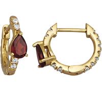 Paar Creolen FIRETTI "Schmuck Geschenk Silber 925 Ohrschmuck Ohrringe Tropfen", rot (gelbgoldfarben, dunkelrot, kristallweiß, dunkelrot, kristallweiß), Ohrringe, Damen, 14mm, Silber 925 (Sterlingsilbe