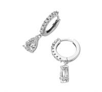 Paar Creolen FIRETTI "Schmuck Geschenk Silber 925 Ohrschmuck Ohrringe Tropfen", silberfarben, kristallweiß, kristallweiß, Ohrringe, Damen, 12,5mm, Silber 925 (Sterlingsilber), mit Zirkonia (synth.) (1
