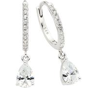 Paar Creolen FIRETTI "Schmuck Geschenk Silber 925 Ohrschmuck Ohrringe Tropfenanhänger", silber (silberfarben, kristallweiß, kristallweiß), Ohrringe, Damen, 15,2mm, Silber 925 (Sterlingsilber), mit Zir
