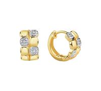 Paar Creolen FIRETTI "Schmuck Geschenk Silber 925 Ohrschmuck Ohrringe Vierecke bicolor", gelbgoldfarben, silberfarben, kristallweiß, kristallweiß, Ohrringe, Damen, 16mm, Silber 925 (Sterlingsilber), m