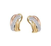 Paar Creolen FIRETTI "Schmuck Geschenk Silber 925 Ohrschmuck tricolor glitzernd", rosa (silberfarben, gelbgoldfarben, roségoldfarben, kristallweiß, kristallweiß), Ohrringe, Damen, Silber 925 (Sterling