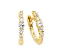 Paar Creolen FIRETTI "Schmuck, Geschenk, Silber gelbgoldfarben vergoldete Klappcreolen", gelbgoldfarben, kristallweiß, kristallweiß, Ohrringe, Damen, Silber 925 (Sterlingsilber), mit Zirkonia (synth.)