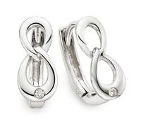 Paar Creolen FIRETTI "Schmuck, Geschenk, Silber rhodiniert, Unendlichkeitsschleife/Infinity", silberfarben, kristallweiß, kristallweiß, Ohrringe, Damen, Silber 925 (Sterlingsilber), mit Zirkonia (synt