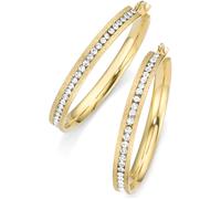 Paar Creolen FIRETTI "Schmuck Geschenk strukturiert", gold (goldfarben, kristallweiß), Ohrringe, Damen, 44,5mm, Edelstahl, mit Zirkonia (synth.) (543946-0) goldfarben, kristallweiß