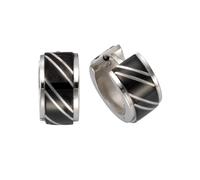 Paar Creolen FIRETTI "Schmuck Geschenk teilweise schwarz", silber (silberfarben, schwarz), Ohrringe, Herren, 13,5mm, Edelstahl, mit Lack (494484-0) silberfarben, schwarz