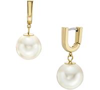 Paar Creolen FOSSIL "Schmuck Geschenk Edelstahl HERITAGE PEARL D-LINK", gold (gelbgoldfarben, edelstahlfarben, weiß), Ohrringe, Damen, Edelstahl Perlen, Edelstahl, Perlen, mit Glasperle (28248129-0) g