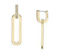 Paar Creolen FOSSIL "Schmuck Geschenk Edelstahl Ohrringe HERITAGE D-LINK GLITZ", gelb (edelstahlfarben, gelbgoldfarben, kristallweiß, kristallweiß), Ohrringe, Damen, Edelstahl, mit Glassteinen - Einhä