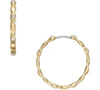 Paar Creolen FOSSIL "Schmuck Geschenk Edelstahl Ohrringe Sutton", gold (gelbgoldfarben, edelstahlfarben, kristallweiß, kristallweiß), Ohrringe, Damen, 30mm, Edelstahl, mit Glasstein (23977518-0) gelbg