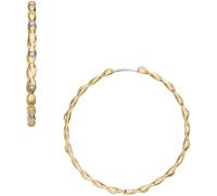 Paar Creolen FOSSIL "Schmuck Geschenk Edelstahl Ohrringe Sutton", gold (gelbgoldfarben, edelstahlfarben, kristallweiß, kristallweiß), Ohrringe, Damen, 44mm, Edelstahl, mit Glasstein (90470622-0) gelbg