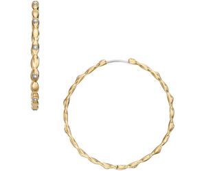 Paar Creolen FOSSIL "Schmuck Geschenk Edelstahl Ohrringe Sutton", gold (gelbgoldfarben, edelstahlfarben, kristallweiß, kristallweiß), Ohrringe, Damen, 44mm, Edelstahl, mit Glasstein (90470622-0) gelbg