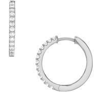 Paar Creolen FOSSIL "Schmuck Geschenk Metall Ohrringe ALL STACKED UP", silber (edelstahlfarben, kristallweiß, kristallweiß), Ohrringe, Damen, Metall, mit Glasstein (18529553-0) edelstahlfarben, krista