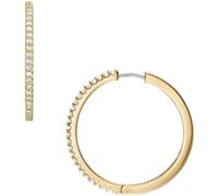 Paar Creolen FOSSIL "Schmuck Geschenk Metall Ohrringe Ellis", gelb (gelbgoldfarben, metallfarben, kristallweiß, kristallweiß), Ohrringe, Damen, 30mm, Metall, mit Zirkonia (synth.) (55967819-0) gelbgol