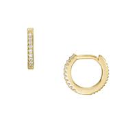 Paar Creolen FOSSIL "Schmuck Geschenk Silber 925 Ohrringe STERLING", gold (gelbgoldfarben, kristallweiß, kristallweiß), Ohrringe, Damen, Silber 925 (Sterlingsilber), mit Zirkonia (synth.) (21977413-0)