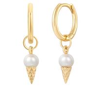 Paar Creolen GLANZSTÜCKE MÜNCHEN "Set: AV273", gelbgold, Ohrringe, Damen, 22,2, Silber 925 (Sterlingsilber), mit Süßwasser-Zuchtperle (33659741-0) gelbgold