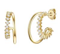 Paar Creolen GLANZSTÜCKE MÜNCHEN "Set: GSM327", gelb (gelbgold, weiß), Ohrringe, Damen, 16,mit Zirkonia, Silber 925 (Sterlingsilber), aus Sterling Silber (29955212-0) gelbgold, weiß