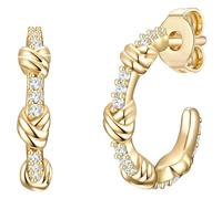 Paar Creolen GLANZSTÜCKE MÜNCHEN "Set: GSM602", gelbgold, weiß, Ohrringe, Damen, 13,8,mit Zirkonia, Silber 925 (Sterlingsilber), mit Zirkonia (26288649-0) gelbgold, weiß