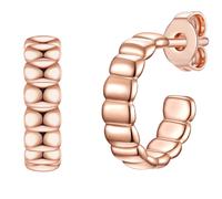 Glanzstücke München Damen Creolen 925/- Sterling Silber rosévergoldet 18 Karat Silberohrcreolen