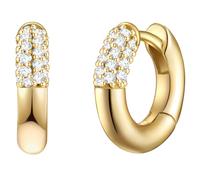 Paar Creolen GLANZSTÜCKE MÜNCHEN "Set: GSM978", gelbgold, weiß, Ohrringe, Damen, 13,9,mit Zirkonia, Silber 925 (Sterlingsilber), aus Sterling Silber (32326640-0) gelbgold, weiß