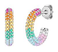 Paar Creolen GLANZSTÜCKE MÜNCHEN "Set: GSM987", silber, rot, Ohrringe, Damen, 15,6,mit Zirkonia, Silber 925 (Sterlingsilber), aus Sterling Silber (40233618-0) silber, rot