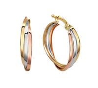 Paar Creolen "Gold 333 dreifarbig 20mm Durchmesser", bunt (mehrfarbig), FASCINATION BY ELLEN K., Ohrringe, Damen, one-size, Gold (313386-0) mehrfarbig