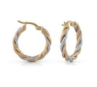 Paar Creolen "Gold 585 dreifarbig 21mm Durchmesser", bunt (mehrfarbig), FASCINATION BY ELLEN K., Ohrringe, Damen, one-size, Gold (87310842-0) mehrfarbig