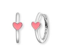 Paar Creolen HERZENGEL "Schmuck Geschenk Little Heart Herz", bunt (silberfarben, rosa), Ohrringe, Damen, 10mm, Silber 925 (Sterlingsilber), Paar Creolen, mit Emaille (83455008-0)