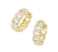 Paar Creolen "in Panzerketten-Design mit Zirkonia, Silber 925", gold, GIORGIO MARTELLO MILANO, Ohrringe, Damen, Silber 925 (Sterlingsilber) (90678725-0) gold