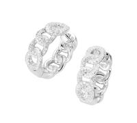 Paar Creolen "in Panzerketten-Design mit Zirkonia, Silber 925", silber, GIORGIO MARTELLO MILANO, Ohrringe, Damen, Silber 925 (Sterlingsilber) (29647352-0) silber