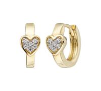 Paar Creolen JOBO, gelb (gelbgold 375), Ohrringe, Damen, 11,5mm, Gelbgold 375, Herz 375 Gold mit Zirkonia (86129262-0) gelbgold 375