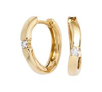 Paar Creolen JOBO, gelb (gelbgold 585), Ohrringe, Damen, 13,8mm, SI = kleine Einschlüsse, Diamanten Gelbgold 585, Diamanten, Gelbgold 585, 585 Gold mit 2 Diamanten (41181351-0) gelbgold 585