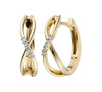 Paar Creolen JOBO, gelb (gelbgold 585), Ohrringe, Damen, SI = kleine Einschlüsse, Diamanten Gelbgold 585, Diamanten, Gelbgold 585, 585 Gold mit 10 Diamanten (35853062-0) gelbgold 585