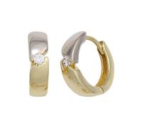 Paar Creolen JOBO, gold (gelbgold 333), Ohrringe, Damen, 13mm, Gelbgold 333, rund 333 Gold bicolor mit Zirkonia (91180855-0) gelbgold 333