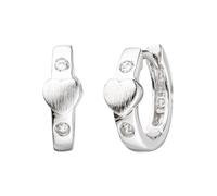 Paar Creolen JOBO "Kinderohrringe Herz", silber 925, Ohrringe, Jungen, 12,7mm, Silber 925 (Sterlingsilber), 925 Silber rhodiniert mit 4 Zirkonia (61672417-0) silber 925