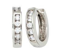 Paar Creolen JOBO "Ohrringe 12 mm", weiß, Ohrringe, Damen, 12mm, Silber 925 (Sterlingsilber), 925 Silber mit 10 Zirkonia (17838732-0) weiß