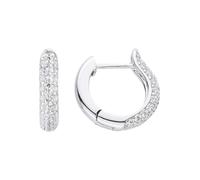 Paar Creolen JOBO "Ohrringe 14 mm mit 62 Zirkonia", silber 925, weiß, Ohrringe, Damen, Silber 925 (Sterlingsilber), 925 Silber rhodiniert oder vergoldet (69271145-0) silber 925, weiß