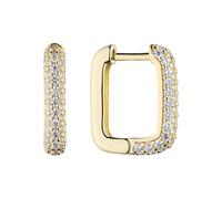 Paar Creolen JOBO "Ohrringe eckig 17 mm mit 74 Zirkonia", vergoldet, weiß, Ohrringe, Damen, Silber 925 (Sterlingsilber), 925 Silber rhodiniert oder vergoldet (96181258-0) vergoldet, weiß