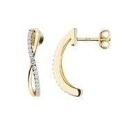Paar Creolen JOBO "Ohrringe gekreuzt 20 mm 36 Zirkonia", vergoldet, weiß, Ohrringe, Damen, Silber 925 (Sterlingsilber), 925 Silber rhodiniert oder vergoldet (38617946-0) vergoldet, weiß