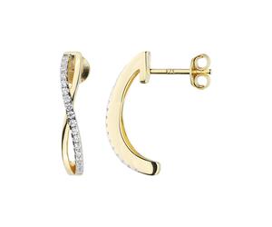 Paar Creolen JOBO "Ohrringe gekreuzt 20 mm 36 Zirkonia", vergoldet, weiß, Ohrringe, Damen, Silber 925 (Sterlingsilber), 925 Silber rhodiniert oder vergoldet (38617946-0) vergoldet, weiß