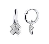 Paar Creolen JOBO "Ohrringe gekreuzt 21 mm mit 56 Zirkonia", silber 925, weiß, Ohrringe, Damen, Silber 925 (Sterlingsilber), 925 Silber rhodiniert oder vergoldet (52890926-0) silber 925, weiß