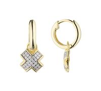 Paar Creolen JOBO "Ohrringe gekreuzt 21 mm mit 56 Zirkonia", vergoldet, weiß, Ohrringe, Damen, Silber 925 (Sterlingsilber), 925 Silber rhodiniert oder vergoldet (46850539-0) vergoldet, weiß