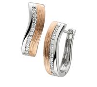 Paar Creolen JOBO "Ohrringe geschwungen 19 mm", silber 925, weiß, Ohrringe, Damen, Silber 925 (Sterlingsilber), 925 Silber bicolor vergoldet mit 22 Zirkonia (16439739-0) silber 925, weiß