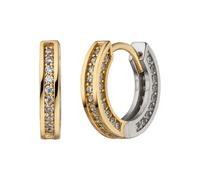 Paar Creolen JOBO "Ohrringe Goldohrringe 13 mm", gelbgold 333, weiß, Ohrringe, Damen, 13,4mm, Gelbgold 333 Weißgold 333, Gelbgold 333, Weißgold 333, 333 Gold bicolor mit 56 Zirkonia (86997201-0) gelbg