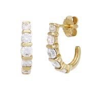 Paar Creolen JOBO "Ohrringe Halbcreolen", gelbgold 333, Ohrringe, Damen, Gelbgold 333, 333 Gold mit 10 Zirkonia (94417223-0) gelbgold 333