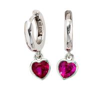Paar Creolen JOBO "Ohrringe Herz", silber (silber 925), Ohrringe, Damen, Silber 925 (Sterlingsilber), 925 Silber mit Zirkonia (71874741-0) silber 925