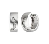 Paar Creolen JOBO "Ohrringe matt 14 mm", silber 925, weiß, Ohrringe, Damen, 14,7mm, Silber 925 (Sterlingsilber), 925 Silber rhodiniert mit 12 Zirkonia (16792423-0) silber 925, weiß