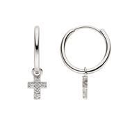 Paar Creolen JOBO "Ohrringe mit Kreuz 22 mm", silber 925, weiß, Ohrringe, Damen, 16mm, Silber 925 (Sterlingsilber), 925 Silber mit 12 Zirkonia (33165264-0) silber 925, weiß