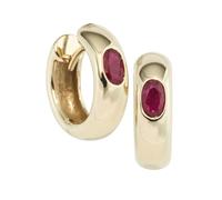 Paar Creolen JOBO "Ohrringe mit Rubin 15 mm", gelb (gelbgold 585), Ohrringe, Damen, 15mm, Gelbgold 585, 585 Gold (88961325-0) gelbgold 585