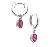 Paar Creolen JOBO "Ohrringe mit Zirkonia 21 mm", rot, rot, Ohrringe, Damen, Silber 925 (Sterlingsilber), 925 Silber rhodiniert (85365929-0) rot, rot