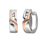 Paar Creolen JOBO "Ohrringe Silberohrringe rund 13 mm", silber 925, weiß, Ohrringe, Damen, 13,1mm, Silber 925 (Sterlingsilber), 925 Silber bicolor vergoldet mit Zirkonia (73542733-0) silber 925, weiß